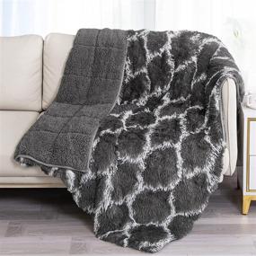 img 4 attached to 🛏️ Morocco Grey Soft Faux Fur Weighted Blanket 15 lbs - Cottonblue Twin Size Bed Blanket for Adults, Warm Decorative Shaggy Fluffy Plush Reversible Fuzzy Heavy Blanket, 48 x 72 Inches