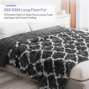 img 3 attached to 🛏️ Morocco Grey Soft Faux Fur Weighted Blanket 15 lbs - Cottonblue Twin Size Bed Blanket for Adults, Warm Decorative Shaggy Fluffy Plush Reversible Fuzzy Heavy Blanket, 48 x 72 Inches