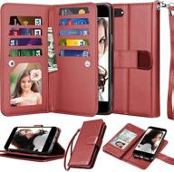 njjex wallet case for iphone se 2020/se2 and iphone 8/7 - 9 card slots, pu leather folio kickstand phone cover (wine red) logo