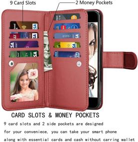 img 3 attached to Njjex Wallet Case for iPhone SE 2020/SE2 and iPhone 8/7 - 9 Card Slots, PU Leather Folio Kickstand Phone Cover (Wine Red)