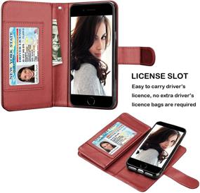 img 2 attached to Njjex Wallet Case for iPhone SE 2020/SE2 and iPhone 8/7 - 9 Card Slots, PU Leather Folio Kickstand Phone Cover (Wine Red)