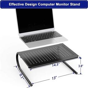 img 2 attached to 🖥️ Metal Ventilated Monitor Stand Riser for Computer, Laptop, Notebook, Printer | Ergonomic 14.5-Inch Platform, 4-Inch Height (EBLL2)