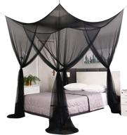 mengersi black elegant mosquito net canopy: bed curtain drapes for full queen king beds - indoor outdoor netting solution logo