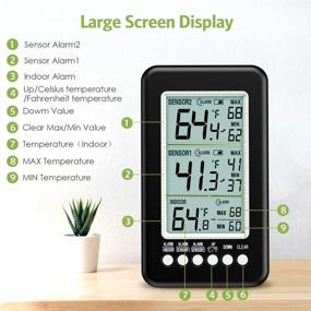 img 3 attached to 🌡️ KeeKit Refrigerator Thermometer with 2 Sensors - Wireless Indoor Outdoor Temperature Gauge for Freezer, Restaurants, Bars - Audible Alarm & Digital Display