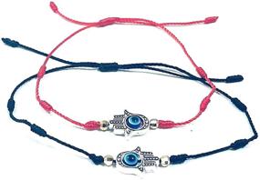 img 3 attached to Adjustable Hand-Woven Red and Black String Cord Bracelets: Madagascar Evil Eye 7 Knot Kabbalah Hamsa Hand of Miriam Hand of Fatima - Lucky Charm Amulet Jewelry for Women, Men, Little Boys & Girls