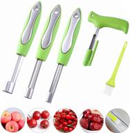 🍏 multi-function stainless steel fruit corer and pitter set - 4 pcs, perfect for home kitchen, pear, cherry, jujube, red date and coconut opener tool logo