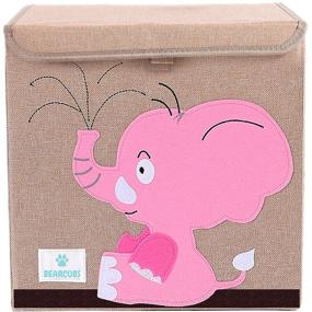 img 4 attached to BEARCUBS Pink Elephant Foldable Toy 🐘 Box: The Ultimate Stackable Storage Solution for Kids!