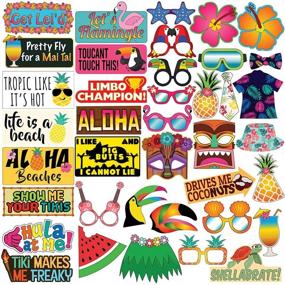 img 4 attached to 🌺 Sterling James Co. Luau Party Photo Prop Set - 40 pcs: Hawaii-inspired Decor for Beach, Pool & Tropical-themed Parties