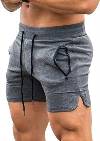 img 4 attached to 🏋️ Men's Solid Gym Workout Shorts for Bodybuilding, Running, and Training – Fitted Jogging Short Pants with Zipper Pocket in 3 Colors