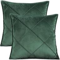 🎄 gojako christmas velvet throw pillow covers - 18x18 pack of 2 - sofa decoration - soft square cushion pillowcase - solid plaid cover - bedroom living room car outdoors couch bed chair (green) logo