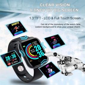 img 2 attached to ⌚ Ультимативные умные часы: 1,44-дюймовый фитнес-трекер с монитором сердечного ритма, отслеживанием сна, секундомером, защитой от воды IP65 -совместимые с iOS, Черные.