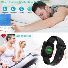 img 1 attached to ⌚ Ultimate Smart Watch: 1.44 Inch Fitness Tracker with HR Monitor, Sleep Tracker, Stopwatch, IP65 Waterproof - Compatible with iOS, Black
