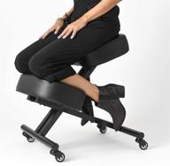 🪑 sleekform kneeling chair: adjustable, ergonomic posture corrective seat for office & home, back support for bad back & neck, spine relief, orthopedic faux leather cushions логотип