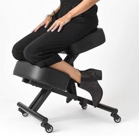 img 4 attached to 🪑 SLEEKFORM Kneeling Chair: Adjustable, Ergonomic Posture Corrective Seat for Office & Home, Back Support for Bad Back & Neck, Spine Relief, Orthopedic Faux Leather Cushions