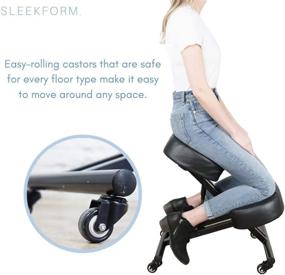 img 1 attached to 🪑 SLEEKFORM Kneeling Chair: Adjustable, Ergonomic Posture Corrective Seat for Office & Home, Back Support for Bad Back & Neck, Spine Relief, Orthopedic Faux Leather Cushions