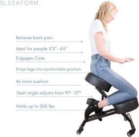 img 2 attached to 🪑 SLEEKFORM Kneeling Chair: Adjustable, Ergonomic Posture Corrective Seat for Office & Home, Back Support for Bad Back & Neck, Spine Relief, Orthopedic Faux Leather Cushions