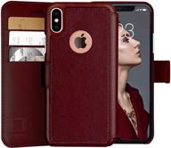 lupa iphone xs max wallet case – sleek & lightweight flip case with credit card holder – wallet case for men & women – faux leather phone xs max purse cases in burgundy logo