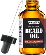 organic spiced sandalwood beard oil & leave in conditioner by ranger grooming 🧔 co, 100% pure natural formula for well-groomed beards, mustaches, and hydrated skin - 1 oz logo