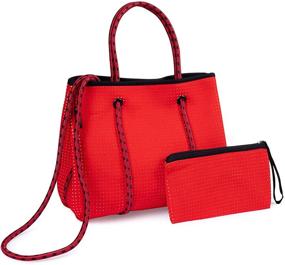 img 2 attached to 👜 Chic and Versatile Women's Medium Perforated Neoprene Tote - Stylish Handles and Crossbody Strap by Somewhere Haute