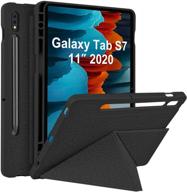 📱 vego galaxy tab s7 case with s pen holder, standing origami slim shell cover | auto wake/sleep | for samsung tab s7 11-inch model sm-t870/875 [2020 release] (black) logo