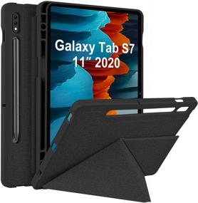 img 4 attached to 📱 VEGO Galaxy Tab S7 Case with S Pen Holder, Standing Origami Slim Shell Cover | Auto Wake/Sleep | for Samsung Tab S7 11-Inch Model SM-T870/875 [2020 Release] (Black)