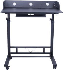 img 3 attached to 🖥️ Adjustable Height Mobile Standing Desk for Home Office - Sit Stand Computer Desk with Splice Board, Rolling Design (Black)