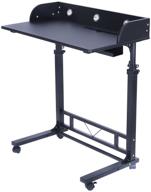 🖥️ adjustable height mobile standing desk for home office - sit stand computer desk with splice board, rolling design (black) logo
