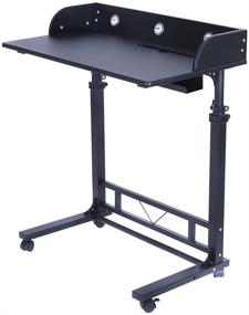 img 4 attached to 🖥️ Adjustable Height Mobile Standing Desk for Home Office - Sit Stand Computer Desk with Splice Board, Rolling Design (Black)