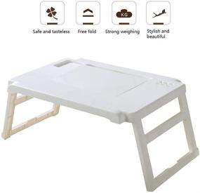 img 2 attached to 📚 White Foldable Laptop Bed Tray Table - Aiboria 26 x 16.3 Inch Low Computer Desk Food Tray | Small Folding Desk Table for Bed Sofa Floor Kids | Comfortable Lap Office Desk Writing Table
