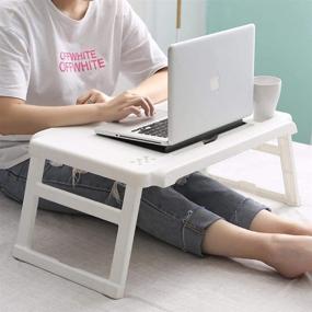 img 4 attached to 📚 White Foldable Laptop Bed Tray Table - Aiboria 26 x 16.3 Inch Low Computer Desk Food Tray | Small Folding Desk Table for Bed Sofa Floor Kids | Comfortable Lap Office Desk Writing Table