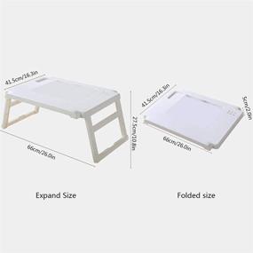 img 3 attached to 📚 White Foldable Laptop Bed Tray Table - Aiboria 26 x 16.3 Inch Low Computer Desk Food Tray | Small Folding Desk Table for Bed Sofa Floor Kids | Comfortable Lap Office Desk Writing Table
