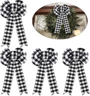 🎀 stylish syhood buffalo plaid bow – ideal for christmas tree, party, and yard decoration, 10 inch логотип