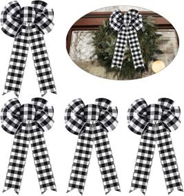 img 4 attached to 🎀 Stylish Syhood Buffalo Plaid Bow – Ideal for Christmas Tree, Party, and Yard Decoration, 10 Inch