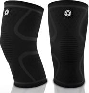 🏋️ 2 pack knee compression sleeve brace for support - running, crossfit, powerlifting - meniscus tear, arthritis, strain, swelling - men and women - black логотип