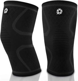 img 4 attached to 🏋️ 2 Pack Knee Compression Sleeve Brace for Support - Running, Crossfit, Powerlifting - Meniscus Tear, Arthritis, Strain, Swelling - Men and Women - Black