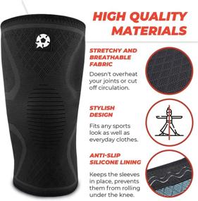 img 2 attached to 🏋️ 2 Pack Knee Compression Sleeve Brace for Support - Running, Crossfit, Powerlifting - Meniscus Tear, Arthritis, Strain, Swelling - Men and Women - Black