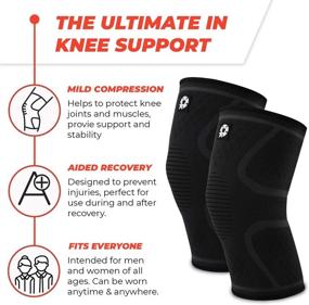 img 1 attached to 🏋️ 2 Pack Knee Compression Sleeve Brace for Support - Running, Crossfit, Powerlifting - Meniscus Tear, Arthritis, Strain, Swelling - Men and Women - Black