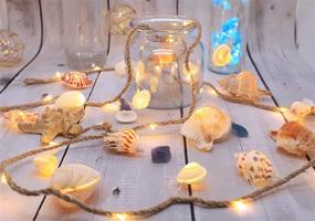 img 3 attached to 🏖️ Beach Themed String Lights with Seashell Conch, Hemp Rope, and Remote Control - 7.2 ft, 39 LEDs, Battery Powered Ocean Lights for Hawaii Holiday Parties, Bedroom, Tent, Wedding, Garden