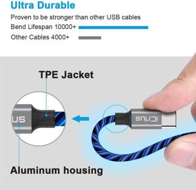 img 1 attached to 💙 Кабель USB Type C длиной 6 футов с быстрой зарядкой и дизайном с подсветкой для Samsung Galaxy S10 S10E S9 S8 Plus Note 10 9 8, Moto Z, LG G8 и других устройств (синий)