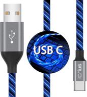 💙 6ft fast charging usb type c cable with led light up flowing design for samsung galaxy s10 s10e s9 s8 plus note 10 9 8, moto z, lg g8 and more (blue) logo