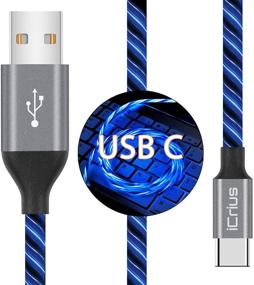 img 4 attached to 💙 Кабель USB Type C длиной 6 футов с быстрой зарядкой и дизайном с подсветкой для Samsung Galaxy S10 S10E S9 S8 Plus Note 10 9 8, Moto Z, LG G8 и других устройств (синий)