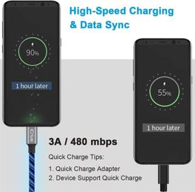 img 2 attached to 💙 Кабель USB Type C длиной 6 футов с быстрой зарядкой и дизайном с подсветкой для Samsung Galaxy S10 S10E S9 S8 Plus Note 10 9 8, Moto Z, LG G8 и других устройств (синий)