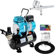 🎨 master airbrush cool runner ii dual fan air storage tank compressor system kit - g22 gravity feed airbrush set with 0.3mm tip - hose, holder, how-to guide included - ideal for hobby, automotive, cake decorating, tattooing, body art logo