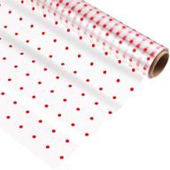 🎁 stobok red polka dot cellophane wrap roll, 100 ft x 15.7 inches, transparent 2.5 mil thick long film packing paper for gift wrapping, flowers, crafts, baskets, food logo