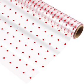 img 4 attached to 🎁 STOBOK Red Polka Dot Cellophane Wrap Roll, 100 Ft x 15.7 inches, Transparent 2.5 Mil Thick Long Film Packing Paper for Gift Wrapping, Flowers, Crafts, Baskets, Food