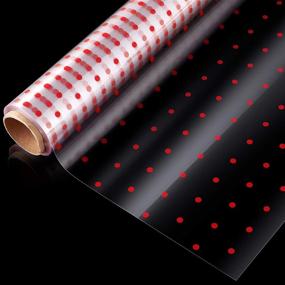 img 3 attached to 🎁 STOBOK Red Polka Dot Cellophane Wrap Roll, 100 Ft x 15.7 inches, Transparent 2.5 Mil Thick Long Film Packing Paper for Gift Wrapping, Flowers, Crafts, Baskets, Food