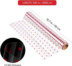 img 1 attached to 🎁 STOBOK Red Polka Dot Cellophane Wrap Roll, 100 Ft x 15.7 inches, Transparent 2.5 Mil Thick Long Film Packing Paper for Gift Wrapping, Flowers, Crafts, Baskets, Food