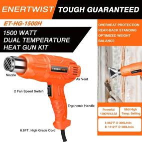 img 3 attached to 🔥 Enertwist 1500W Heat Gun Kit with Dual Temperature, 4 Nozzle Attachments - Ideal for Shrink Wrapping, Paint Removal, Rusty Bolt Stripping, Wire Shrinking, Crafting - ET-HG-1500R