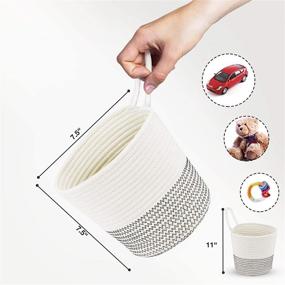 img 1 attached to 🧺 SpringOAK Small Hanging Rope Basket - Cute Cotton Closet Storage Bins - Nursery Organizer - Wall Hanging Basket - Clothes Peg Bag (7” x 7.5” - White, St)