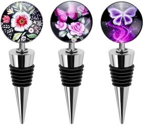 img 4 attached to 🦋 Soleebee 3-Pack Art Glass Wine Stoppers, Decorative Beverage Bottle Stoppers - Ideal for Gifts, Bar, Holiday Party, Wedding (Butterfly and Flower Designs)